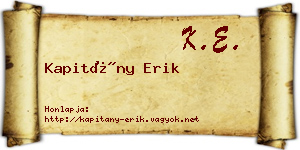 Kapitány Erik névjegykártya
