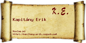 Kapitány Erik névjegykártya